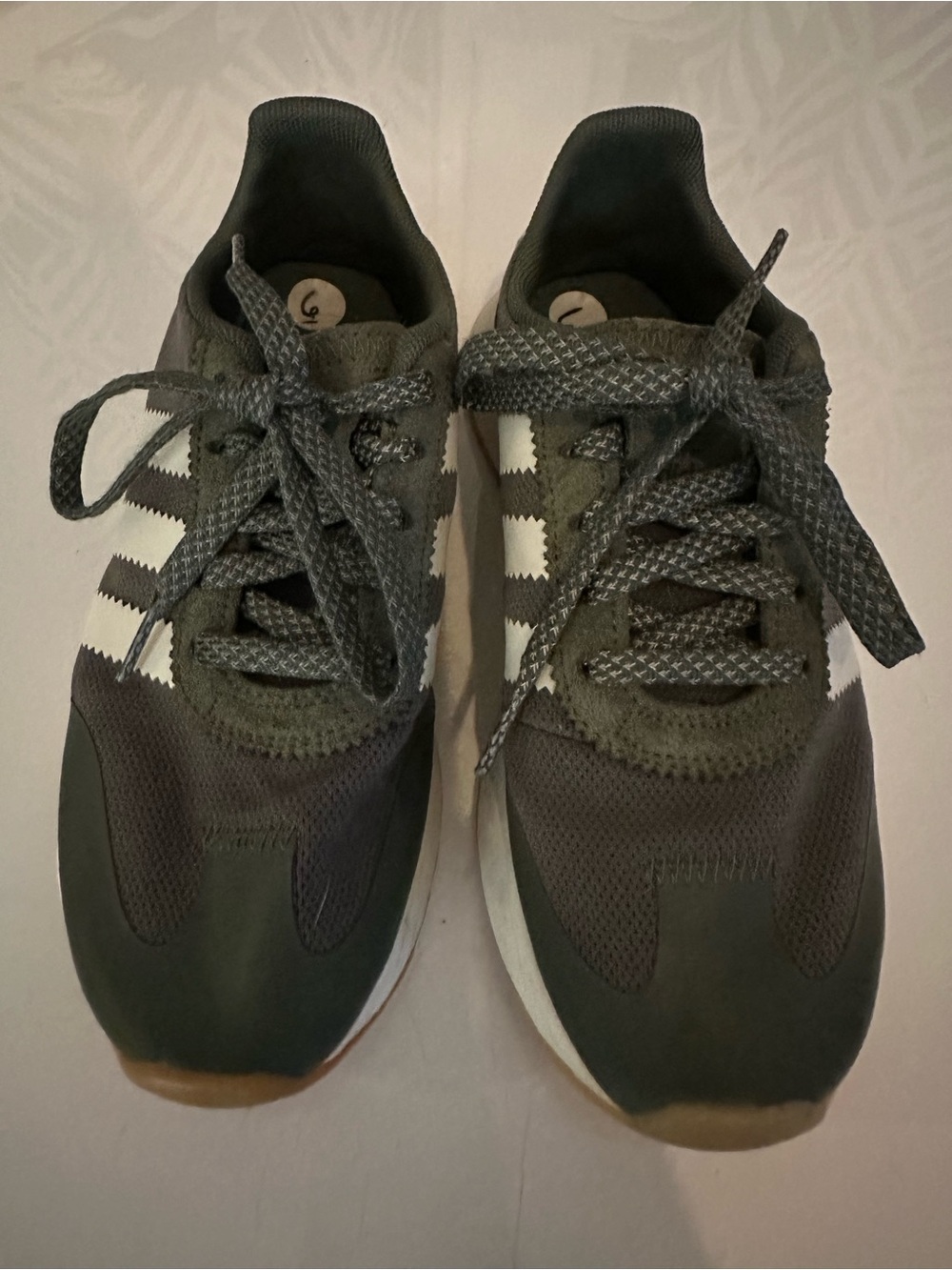 adidas women’s Olive Green and White Retro Runner Sneakers